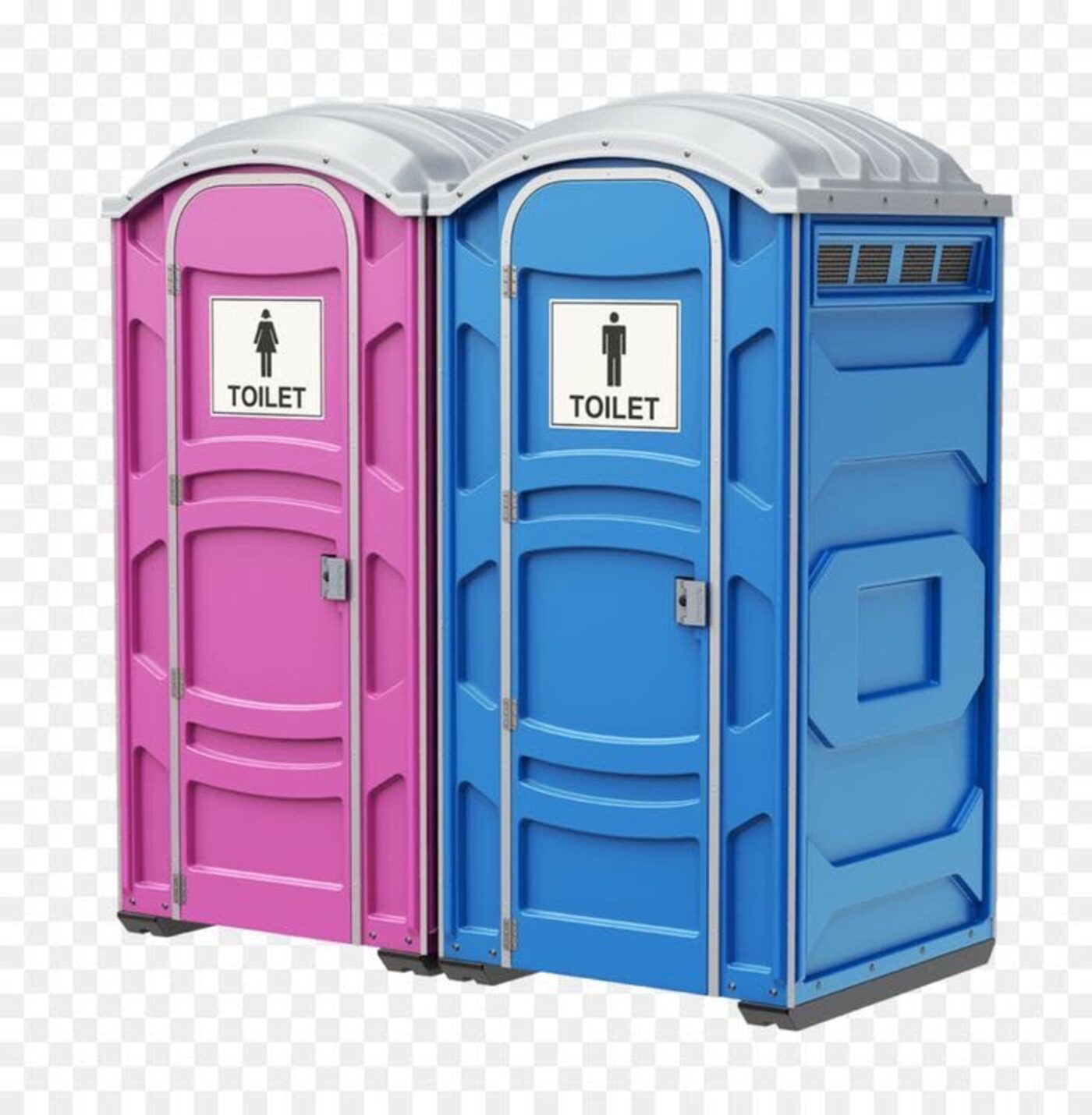 Standard blue portable toilet unit ready for delivery